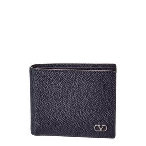 Valentino Vlogo Signature Leather Card Case, Blue